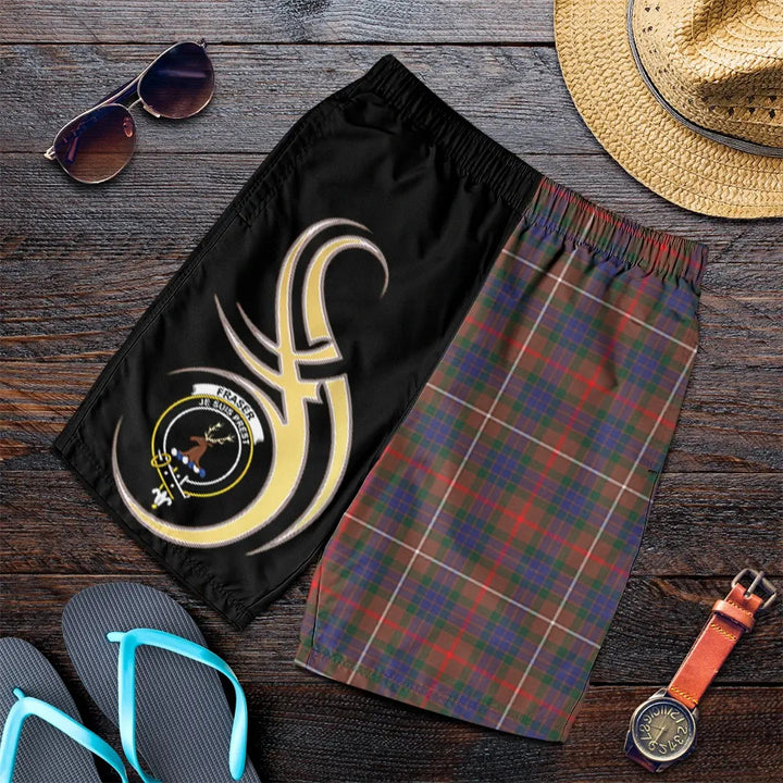 Scottish Fraser Hunting Modern Clan Crest Tartan Believe in Me Men's Shorts