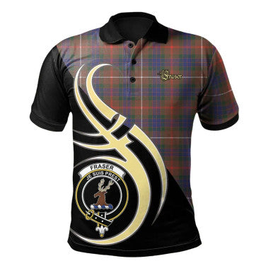 Scottish Fraser Hunting Modern Clan Crest Tartan Polo Shirt Believe in Me Front Side Tartan Plaid