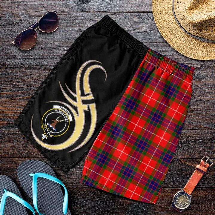Scottish Fraser Modern Clan Crest Tartan Believe in Me Men's Shorts