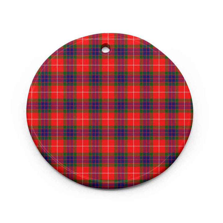 Scottish Fraser Modern Clan Tartan Ceramic Ornament Circle Shape Tartan Plaid