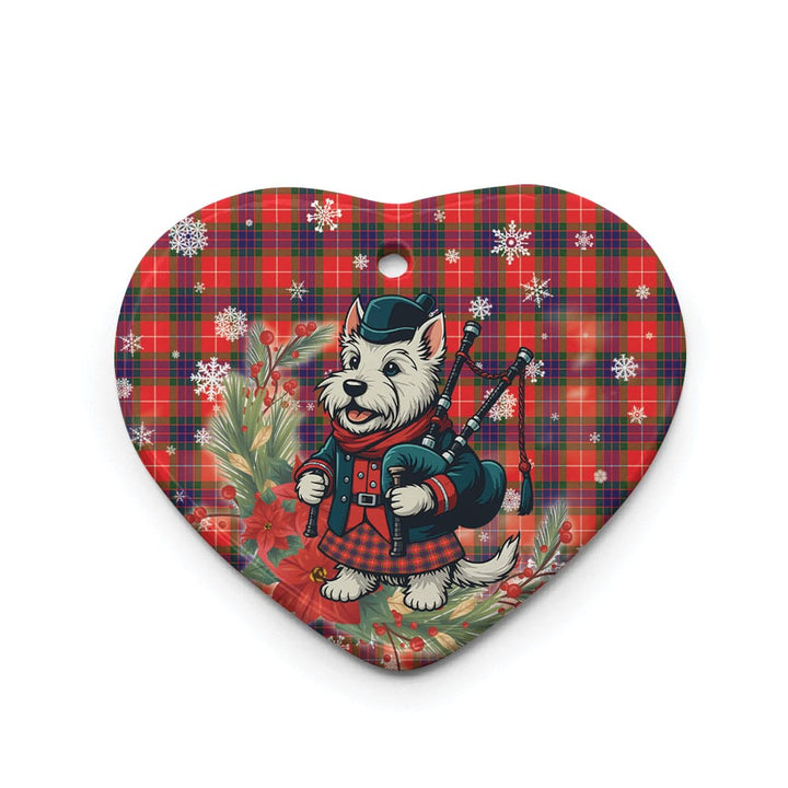 Scottish Fraser Modern Clan Tartan Ceramic Ornament Cute Scottish Terrier Dog Heart Style Tartan Plaid