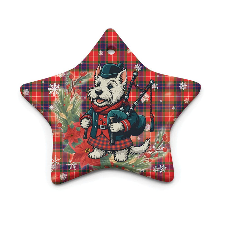 Scottish Fraser Modern Clan Tartan Ceramic Ornament Cute Scottish Terrier Dog Star Style Tartan Plaid