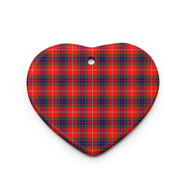 Scottish Fraser Modern Clan Tartan Ceramic Ornament Heart Shape Tartan Plaid
