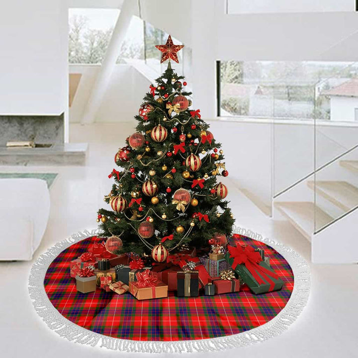 Scottish Fraser Modern Clan Tartan Christmas Tree Skirt Tassels 3 Tartan Plaid