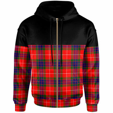Scottish Fraser Modern Clan Tartan Hoodie - Horizontal Style Zip Tartan Plaid