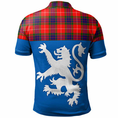 Scottish Fraser Modern Clan Tartan Polo Shirt - Lion Rampant of Scotland With Flag Back Side Tartan Plaid