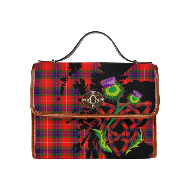 Scottish Fraser Modern Clan Tartan Waterproof Canvas Bag With Thistle Tartan Plaid 1