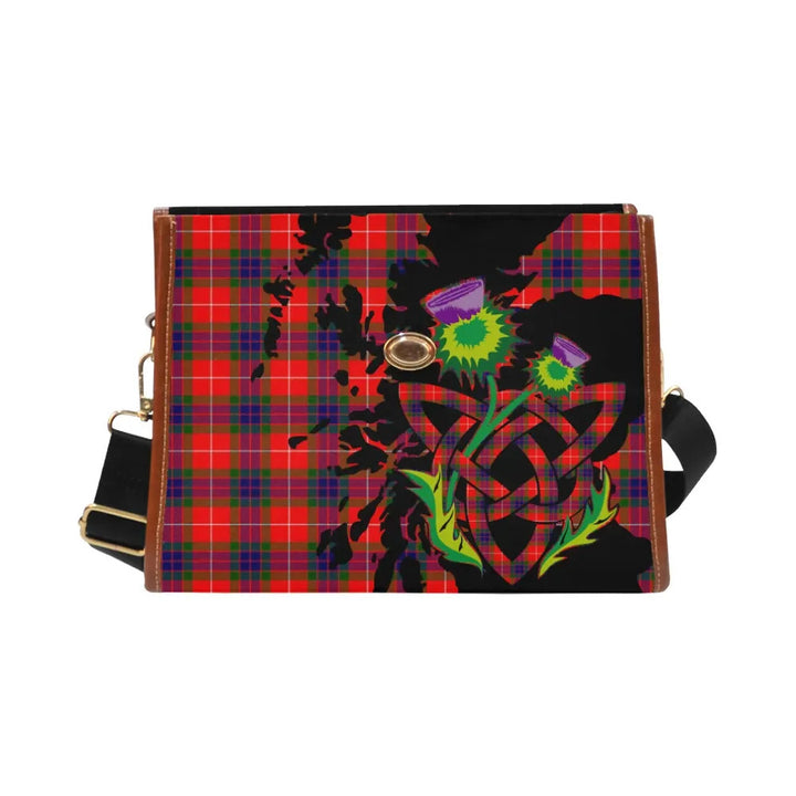 Scottish Fraser Modern Clan Tartan Waterproof Canvas Bag With Thistle Tartan Plaid 2
