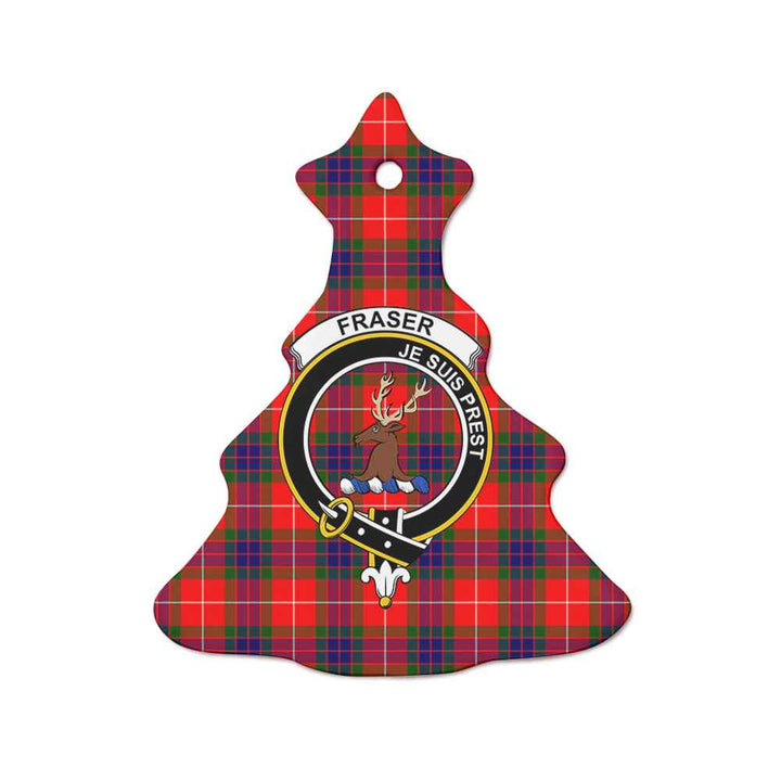 Scottish Fraser Clan Crest Tartan Ceramic Ornament Tree Shape Tartan Plaid
