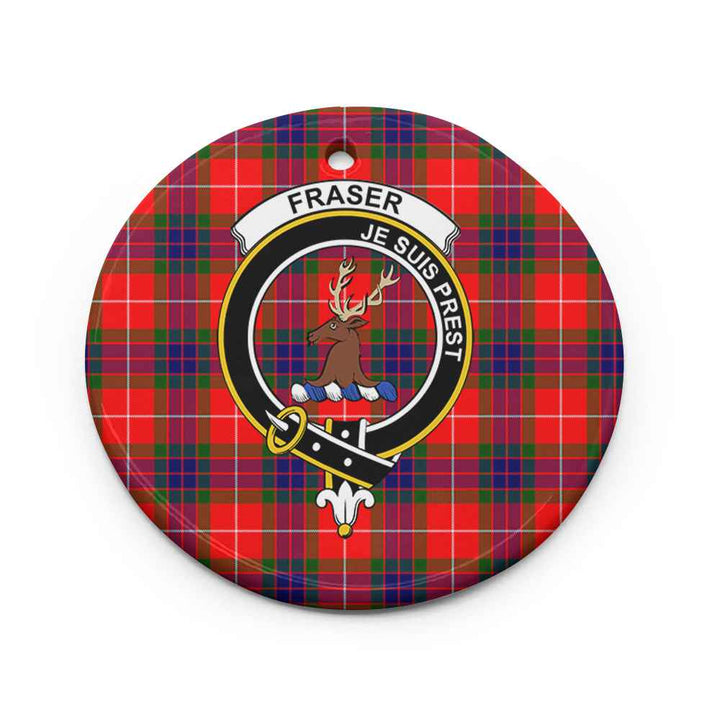 Scottish Fraser Clan Crest Tartan Ceramic Ornament Circle Shape Tartan Plaid