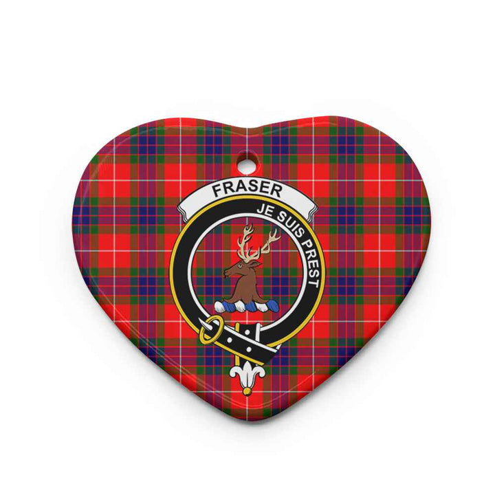 Scottish Fraser Clan Crest Tartan Ceramic Ornament Heart Shape Tartan Plaid