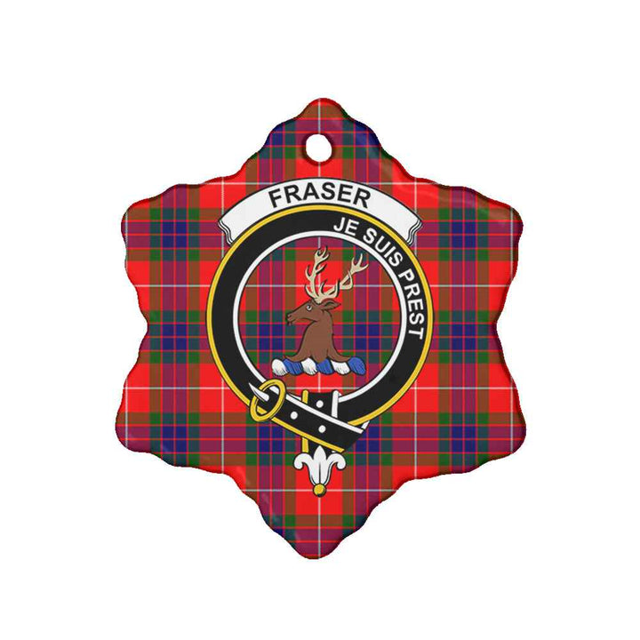 Scottish Fraser Clan Crest Tartan Ceramic Ornament Snow Flake Shape Tartan Plaid