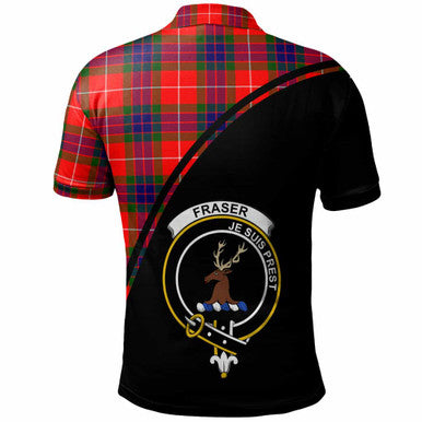 Scottish Fraser Clan Crest Tartan Curve Polo Shirt Back Side Tartan Plaid