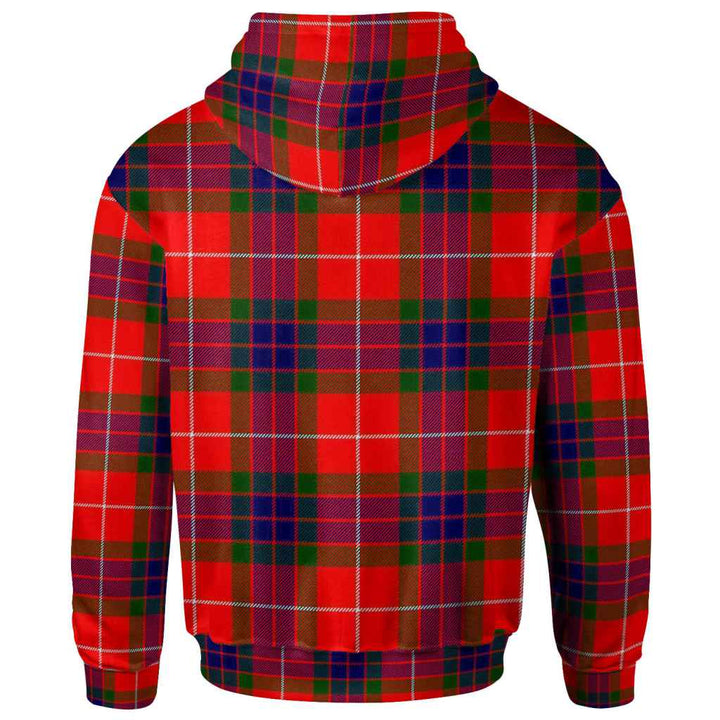 Scottish Fraser (of Lovat) Clan Crest Tartan Hoodie Back Side Tartan Plaid