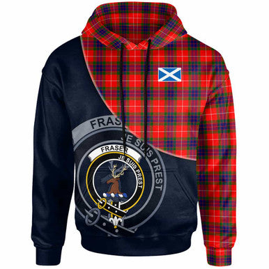 Scottish Fraser Clan Crest Tartan Hoodie - Bend Style Front Side Tartan Plaid