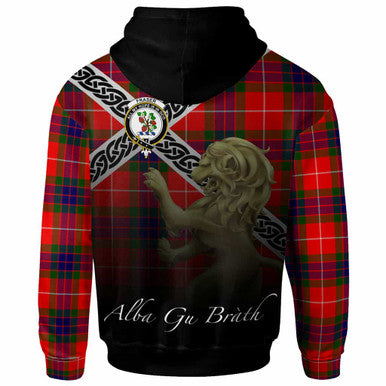 Scottish Fraser Clan Crest Tartan Hoodie - Scotland Lion Back Side Tartan Plaid