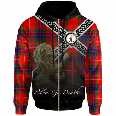Scottish Fraser Clan Crest Tartan Hoodie - Scotland Lion Zip-up Tartan Plaid