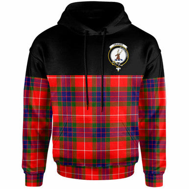 Scottish Fraser Clan Crest Tartan Hoodie - Horizontal Style Front Side Tartan Plaid