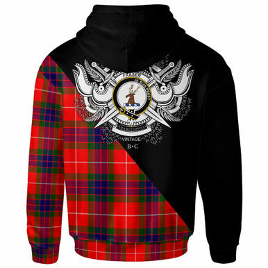 Scottish Fraser Clan Crest Tartan Hoodie - Military Logo Back Side Tartan Plaid