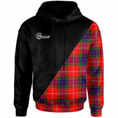 Scottish Fraser Clan Crest Tartan Hoodie - Military Logo Front Side Tartan Plaid