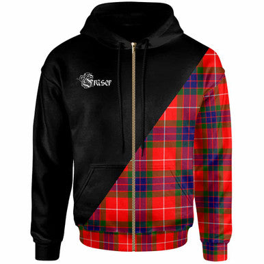 Scottish Fraser Clan Crest Tartan Hoodie - Military Logo Zip-up Tartan Plaid
