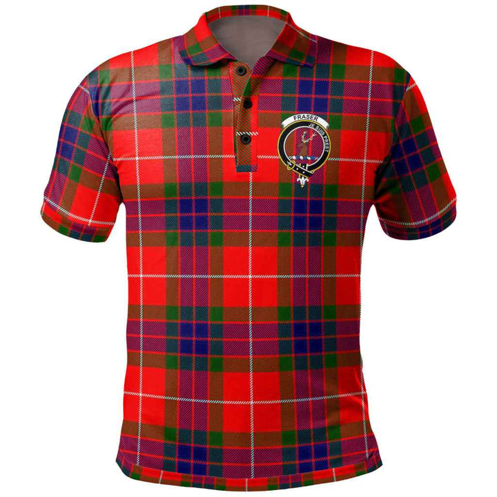 Scottish Fraser (of Lovat) Clan Crest Tartan Polo Shirt Front Side Tartan Plaid