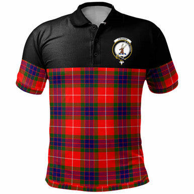 Scottish Fraser (of Lovat) Clan Crest Tartan Polo Shirt - Horizontal Style Front Side Tartan Plaid