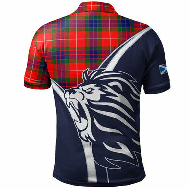 Scottish Fraser Clan Crest Tartan Polo Shirt - Scottish Flag With Lion Back Side Tartan Plaid