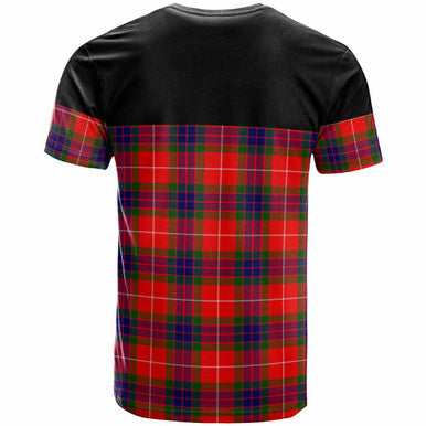 Scottish Fraser Clan Crest Tartan T-Shirt - Horizontal Style Back Side Tartan Plaid