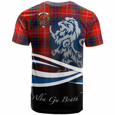 Scottish Fraser Clan Crest Tartan T-Shirt - Scotland Lion Back Side Tartan Plaid