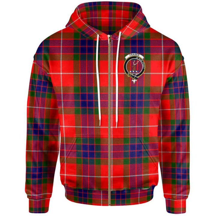 Scottish Fraser (of Lovat) Clan Crest Tartan Hoodie Zip Tartan Plaid
