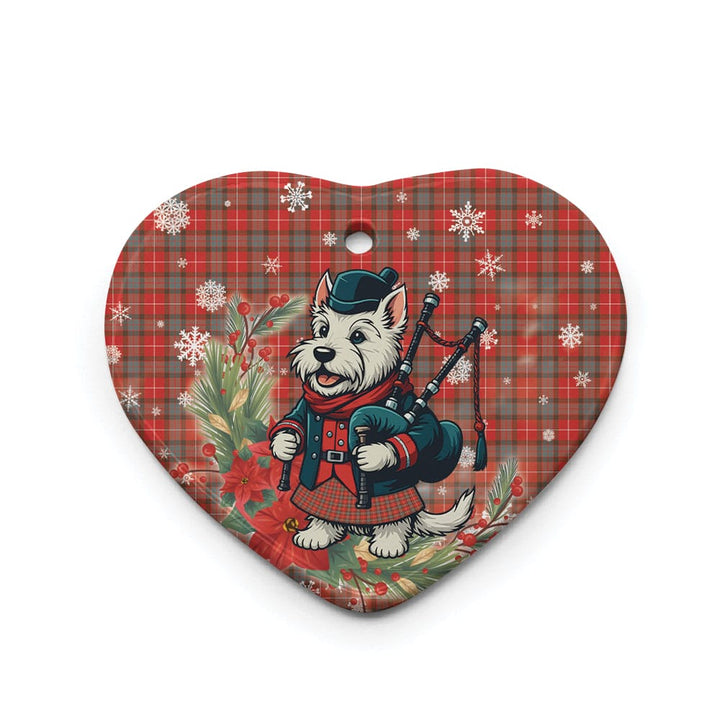 Scottish Fraser Weathered Clan Tartan Ceramic Ornament Cute Scottish Terrier Dog Heart Style Tartan Plaid