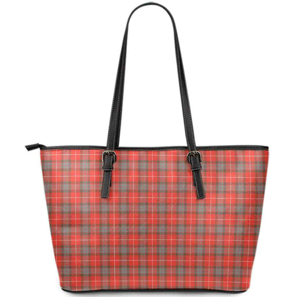 Scottish Fraser Weathered Clan Tartan Leather Tote Tartan Plaid