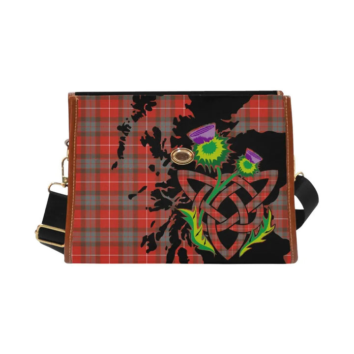 Scottish Fraser Weathered Clan Tartan Waterproof Canvas Bag With Thistle Tartan Plaid 2