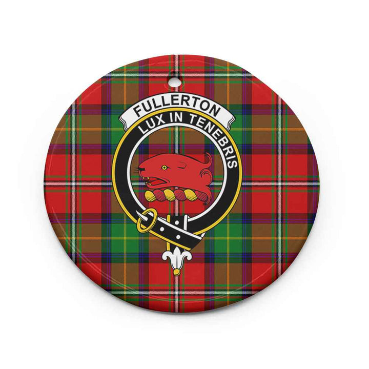 Scottish Fullerton Clan Crest Tartan Ceramic Ornament Circle Shape Tartan Plaid