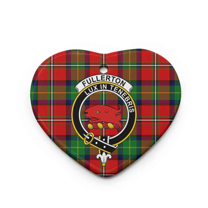 Scottish Fullerton Clan Crest Tartan Ceramic Ornament Heart Shape Tartan Plaid
