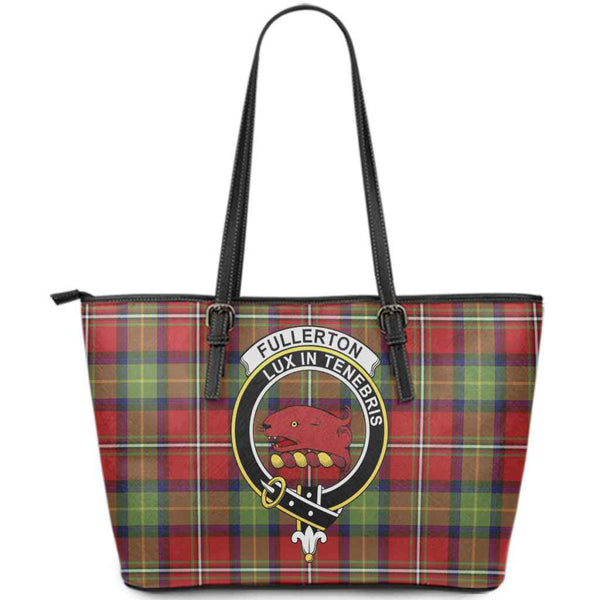 Scottish Fullerton Clan Crest Tartan Leather Tote Tartan Plaid