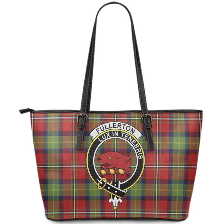 Scottish Fullerton Clan Crest Tartan Leather Tote Tartan Plaid