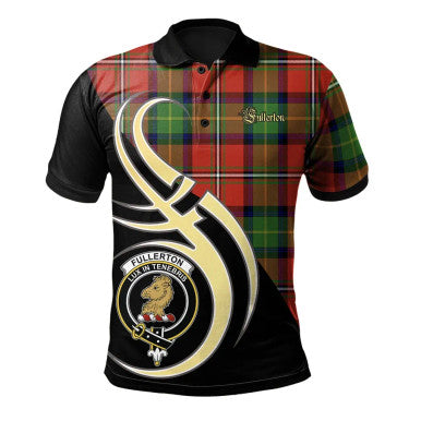 Scottish Fullerton Clan Crest Tartan Polo Shirt Believe in Me Front Side Tartan Plaid