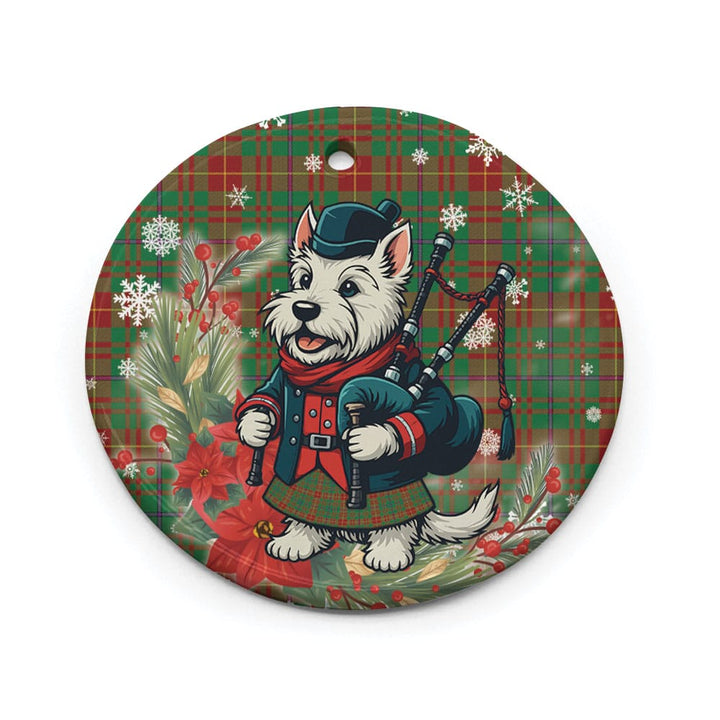 Scottish Fulton Clan Tartan Ceramic Ornament Cute Scottish Terrier Dog Circle Style Tartan Plaid