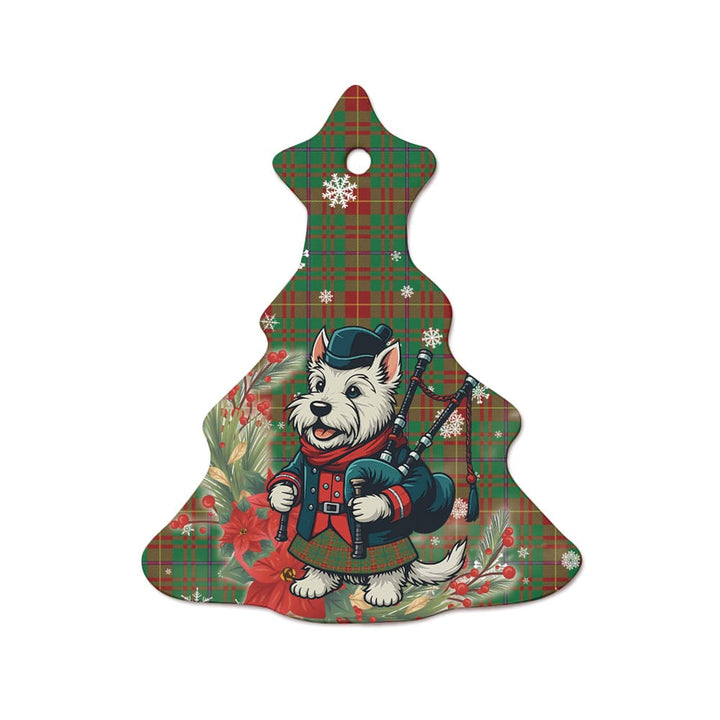 Scottish Fulton Clan Tartan Ceramic Ornament Cute Scottish Terrier Dog Tree Style Tartan Plaid