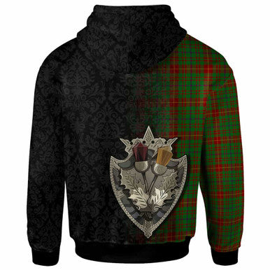 Scottish Fulton Clan Tartan Hoodie - Half Thistle Flowers Celtic Design Back Side Tartan Plaid