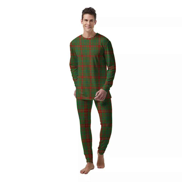 Scottish Fulton Clan Tartan Pajama Set  Men Front Side Tartan Plaid