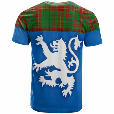 Scottish Fulton Clan Tartan T-Shirt - Lion Rampant of Scotland With Flag Back Side Tartan Plaid