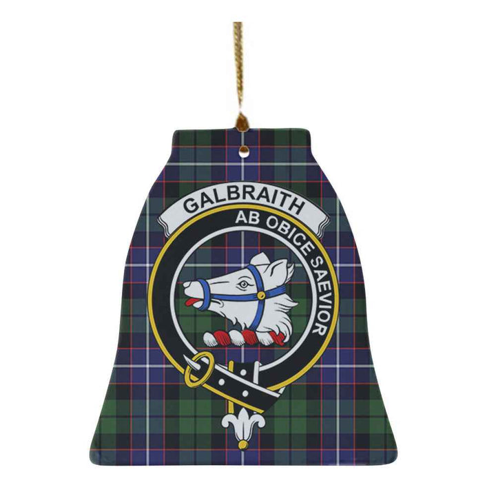 Scottish Galbraith Clan Crest Tartan Ceramic Ornament Bell Shape Tartan Plaid