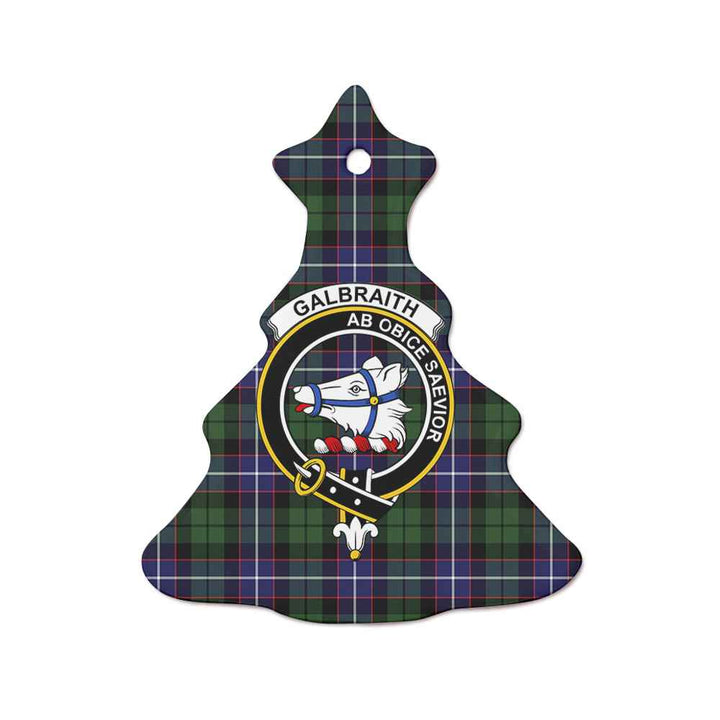 Scottish Galbraith Clan Crest Tartan Ceramic Ornament Tree Shape Tartan Plaid