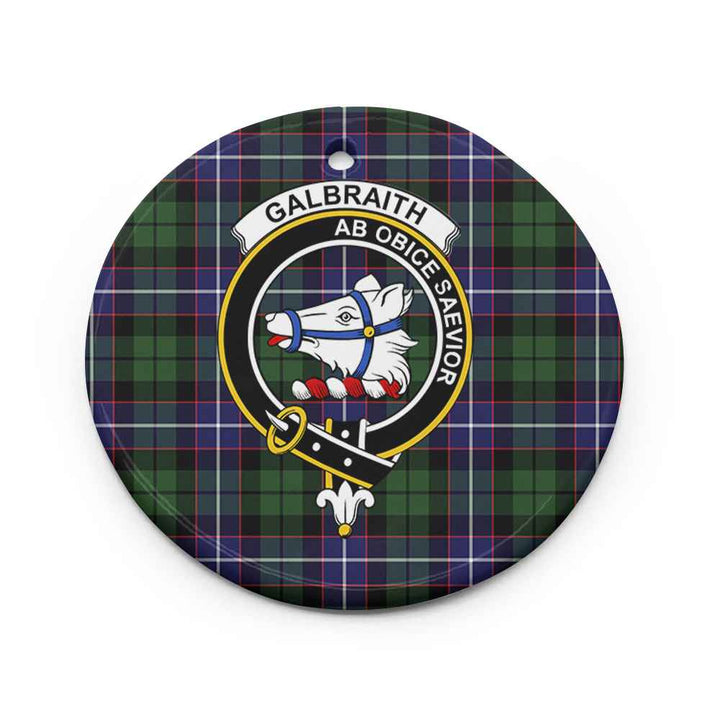Scottish Galbraith Clan Crest Tartan Ceramic Ornament Circle Shape Tartan Plaid