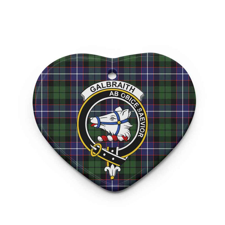 Scottish Galbraith Clan Crest Tartan Ceramic Ornament Heart Shape Tartan Plaid