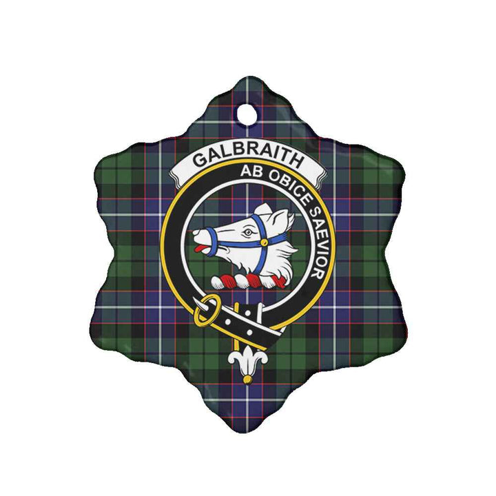 Scottish Galbraith Clan Crest Tartan Ceramic Ornament Snow Flake Shape Tartan Plaid