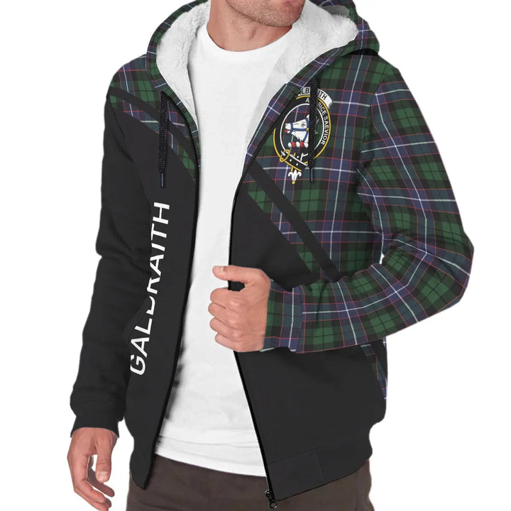 Scottish Galbraith Clan Crest Tartan Curve Sherpa Hoodie